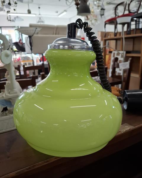 LAMPADARIO VETRO VERDE ANNI   70