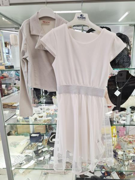 ABITO BIANCO + GIACCA BRUMS ARGENTATA TG 10 ANNI