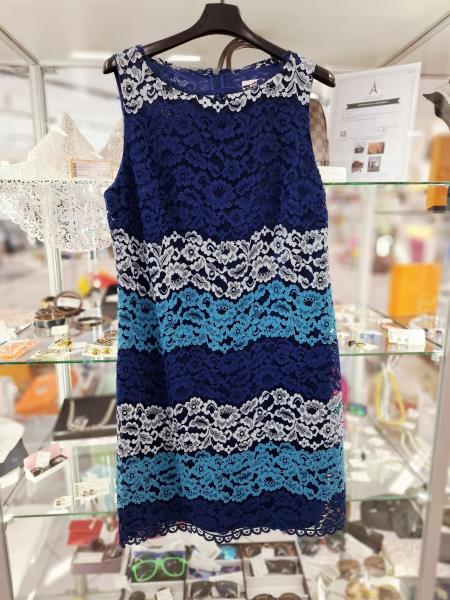 ABITO CLIPS BLU FIORI RICAMI TG 42