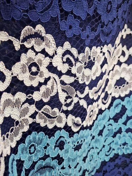 ABITO CLIPS BLU FIORI RICAMI TG 42