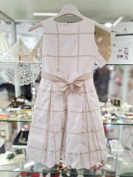 ABITO ELSY BIANCO QUADRI BEIGE TG 34 (VESTE 8/9 ANNI)