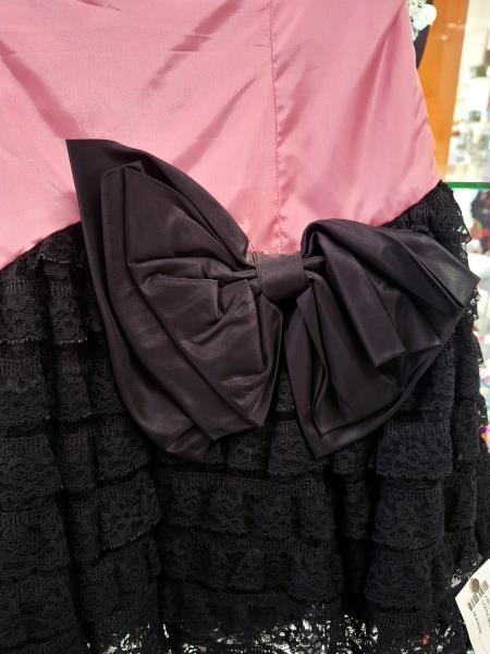 ABITO GULP ROSA NERO GONNA BALZE PIZZO TG S