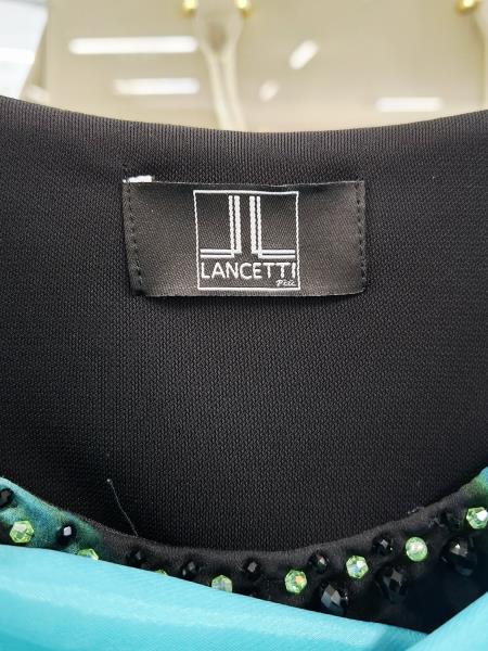 ABITO LANCETTI NERO FANTASIA VERDE AZZURRA