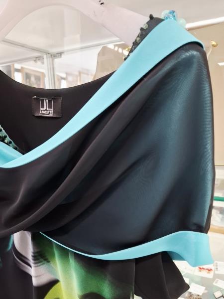 ABITO LANCETTI NERO FANTASIA VERDE AZZURRA