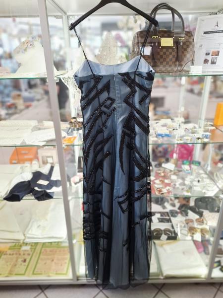 ABITO LUNGO PAOLA BLU LUNGO TULLE E PAILLETTES TG 42