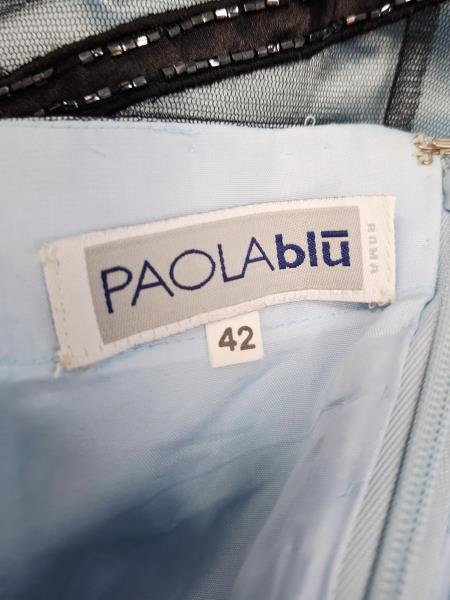 ABITO LUNGO PAOLA BLU LUNGO TULLE E PAILLETTES TG 42