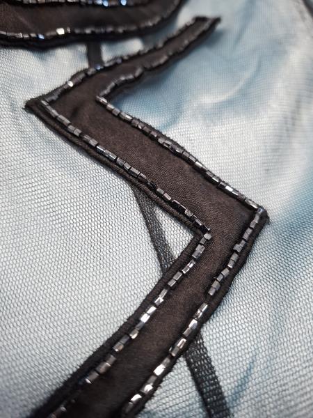 ABITO LUNGO PAOLA BLU LUNGO TULLE E PAILLETTES TG 42