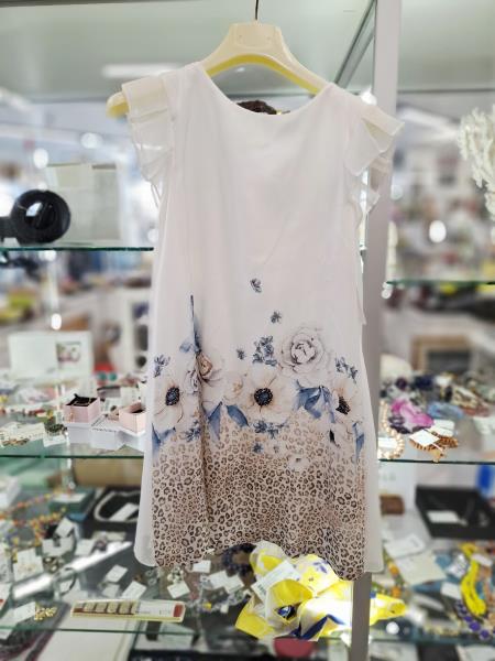 ABITO MAYORAL BIANCO ROSE E FIORI AZZURRI TG 9 ANNI