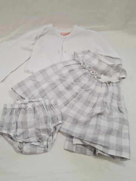 ABITO MAYORAL GRIGIO QUADRETTI CON MUTANDINA TG 4/6 MESI + GOLFINO LOSAN