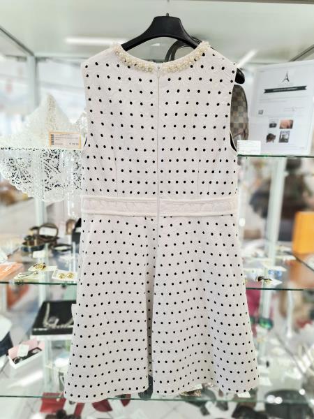 ABITO MORNING BIANCO POIS BLU TG 40 COLLO PERLINE