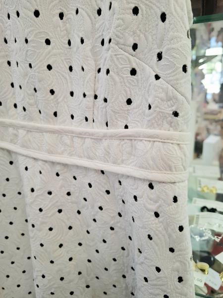 ABITO MORNING BIANCO POIS BLU TG 40 COLLO PERLINE