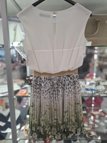 ABITO RINASCIMENTO BIANCO GONNA PLISSETTATA VERDE FIORI TG S