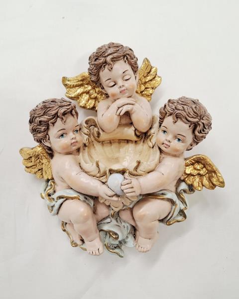 ACQUASANTIERA TRIS ANGIOLETTI GESSO