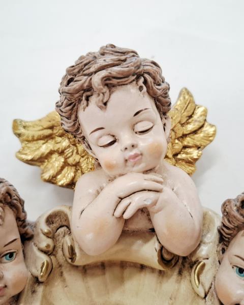 ACQUASANTIERA TRIS ANGIOLETTI GESSO