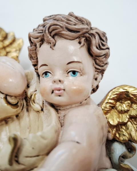 ACQUASANTIERA TRIS ANGIOLETTI GESSO