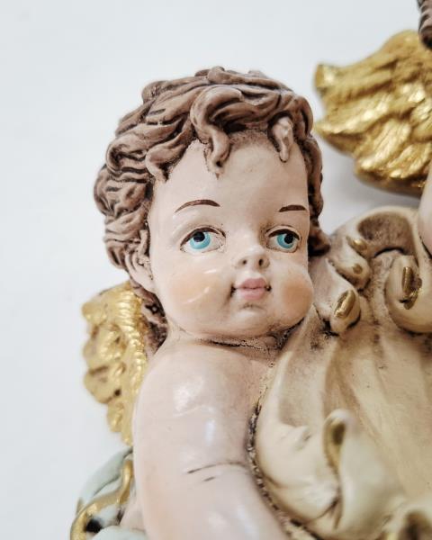 ACQUASANTIERA TRIS ANGIOLETTI GESSO