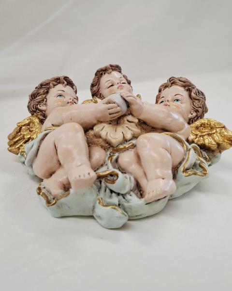 ACQUASANTIERA TRIS ANGIOLETTI GESSO