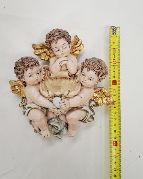 ACQUASANTIERA TRIS ANGIOLETTI GESSO