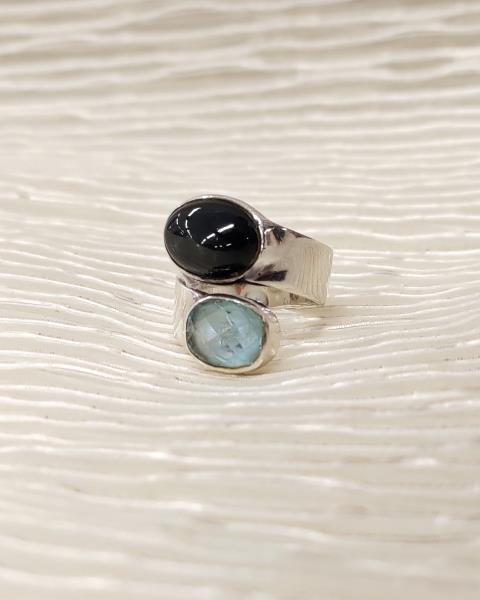 ANELLO ELEGANTE ACQUA MARINA E PIETRA LUNA