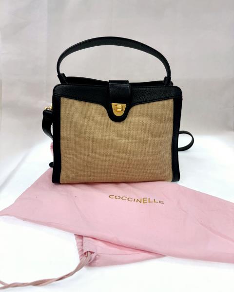 BORSA COCCINELLE NERA PAGLIA