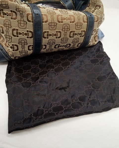 BORSA GUCCI HORSEBIT VINTAGE TESSUTO E PELLE BLU