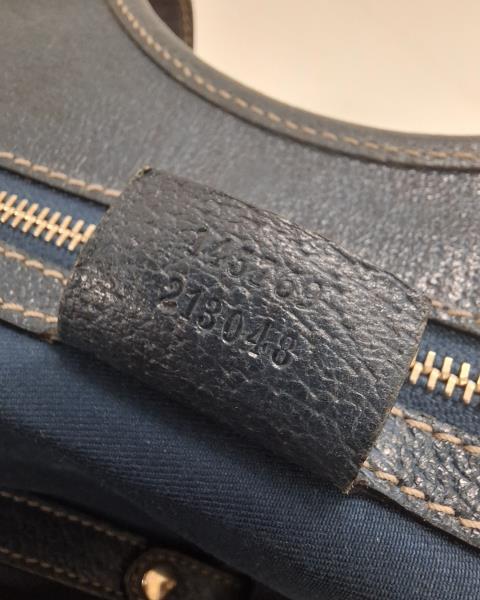 BORSA GUCCI HORSEBIT VINTAGE TESSUTO E PELLE BLU