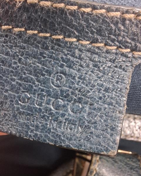 BORSA GUCCI HORSEBIT VINTAGE TESSUTO E PELLE BLU