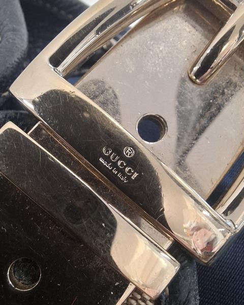 BORSA GUCCI HORSEBIT VINTAGE TESSUTO E PELLE BLU