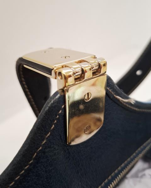 BORSA GUCCI HORSEBIT VINTAGE TESSUTO E PELLE BLU
