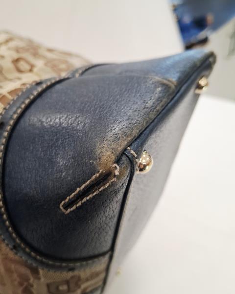 BORSA GUCCI HORSEBIT VINTAGE TESSUTO E PELLE BLU