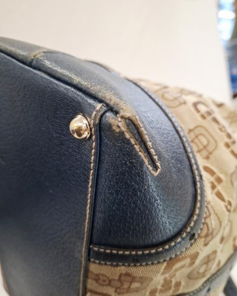 BORSA GUCCI HORSEBIT VINTAGE TESSUTO E PELLE BLU