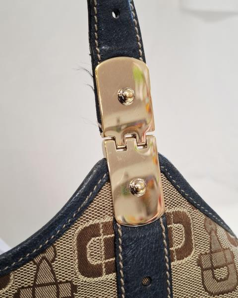 BORSA GUCCI HORSEBIT VINTAGE TESSUTO E PELLE BLU