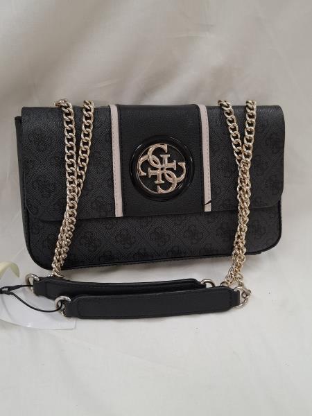 BORSA GUESS NERA MANICO CATENELLA DORATA