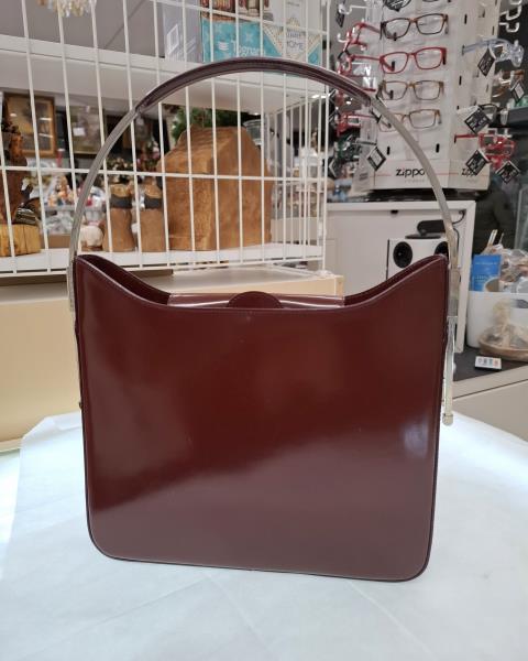 BORSA LANCEL MARRONE MANICO METALLO RIGIDO (DIFETTI)