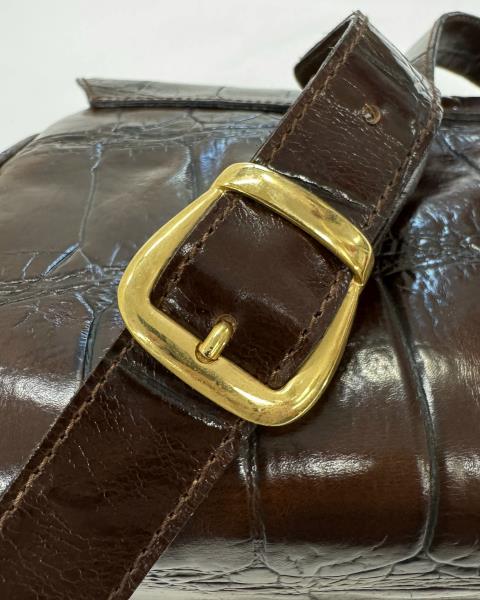 BORSA PELLE MARRONE TRACOLLA FERMAGLIO DORATO