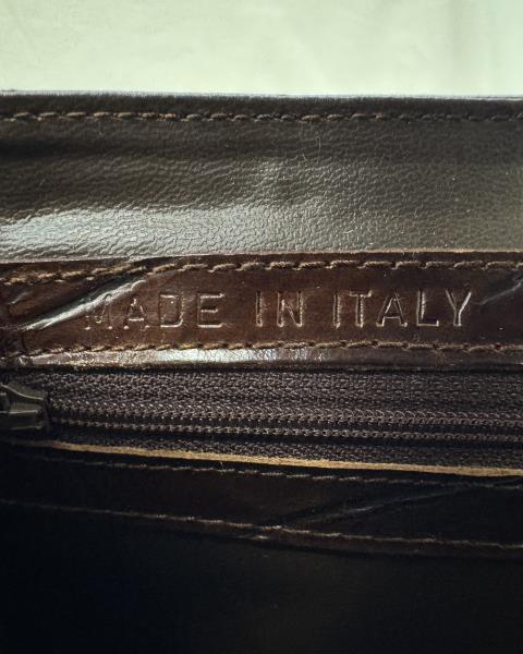 BORSA PELLE MARRONE TRACOLLA FERMAGLIO DORATO