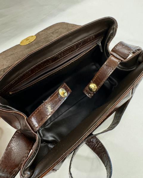 BORSA PELLE MARRONE TRACOLLA FERMAGLIO DORATO
