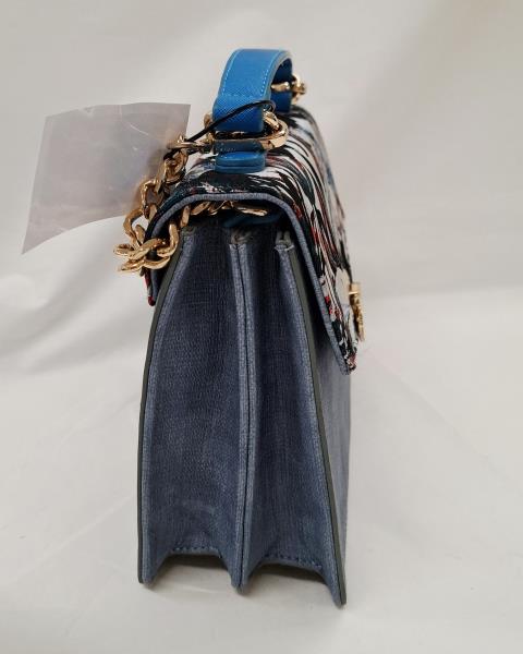 BORSETTA LE PANDORINE RIGIDA AZZURRA FIORI