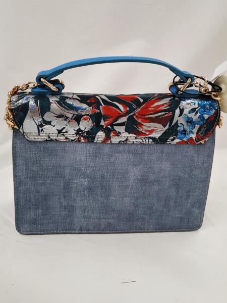 BORSETTA LE PANDORINE RIGIDA AZZURRA FIORI