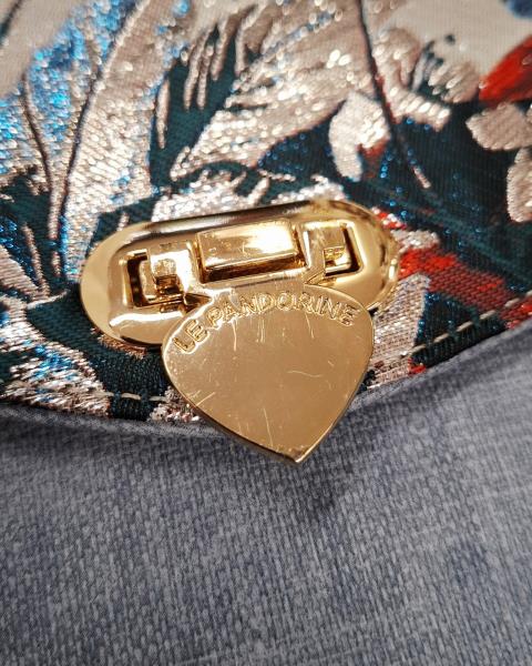 BORSETTA LE PANDORINE RIGIDA AZZURRA FIORI