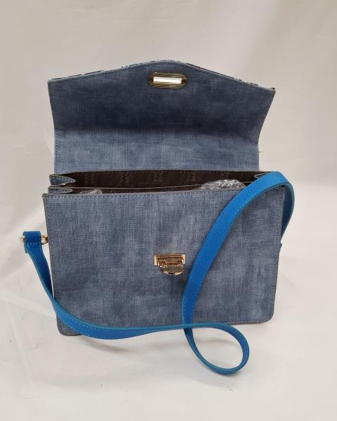 BORSETTA LE PANDORINE RIGIDA AZZURRA FIORI