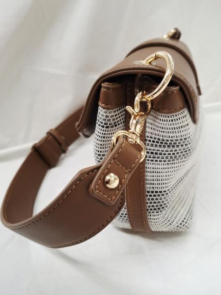 BORSETTA LUMBERJACK MARRONE INSERTO TESSUTO