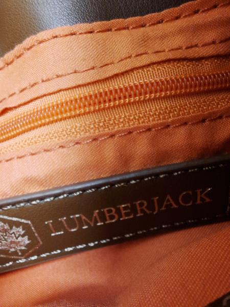 BORSETTA LUMBERJACK MARRONE INSERTO TESSUTO