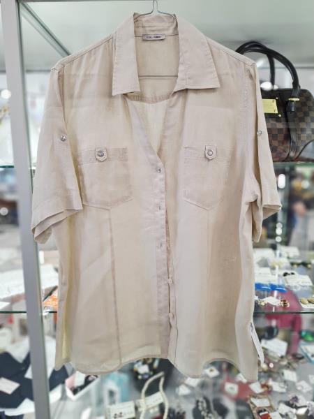 CAMICIA FIORELLA RUBINO BEIGE 100% LINO TG 48