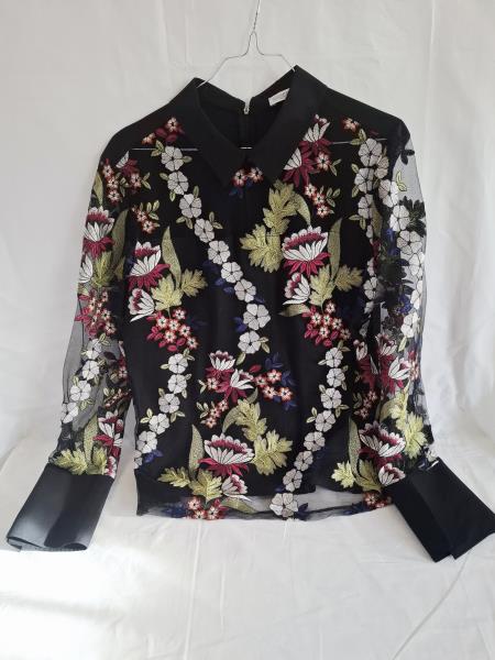 CAMICIA NARA CAMICIE NERA PIZZO FIORI MANICHE VELATE TG I
