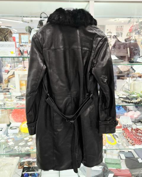 CAPPOTTO CONBIPEL PELLE NERO TG 44 COLLO PELO