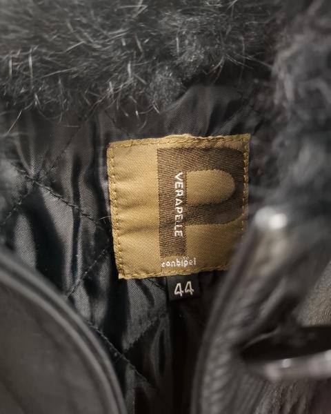 CAPPOTTO CONBIPEL PELLE NERO TG 44 COLLO PELO