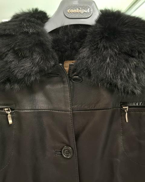 CAPPOTTO CONBIPEL PELLE NERO TG 44 COLLO PELO