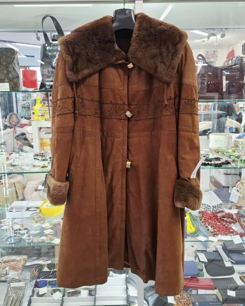 CAPPOTTO PELLE SCAMOSCIATA MARRONE INTERNO CASTORINO TG M