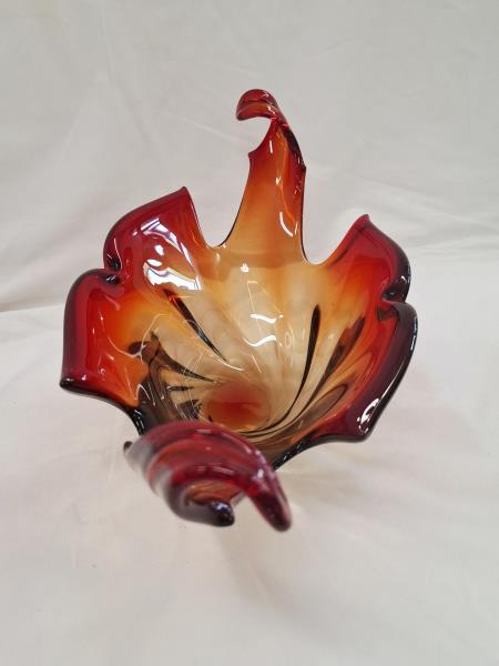 CENTROTAVOLA VETRO ROSSO VINTAGE